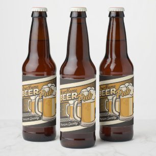 Étiquette Pour Bouteilles De Bière Tasse de bière froide premium personnalisée Pub Ba