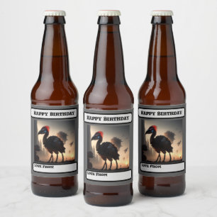 Étiquette Pour Bouteilles De Bière "Techno-Feathers : Le robot futuriste Emu"