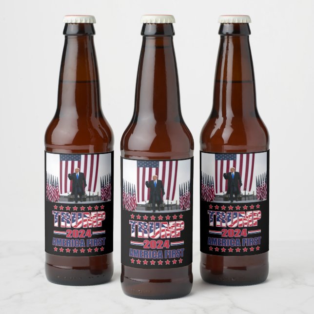Étiquette Pour Bouteilles De Bière Trump Amérique d'abord (Bouteilles)