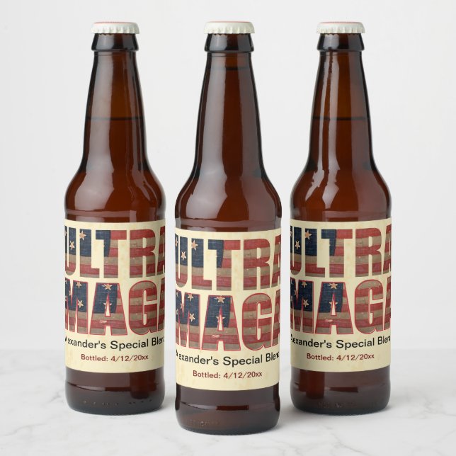 Étiquette Pour Bouteilles De Bière Ultra MAGA Trump Supporter 🚗 Great USA (Bouteilles)