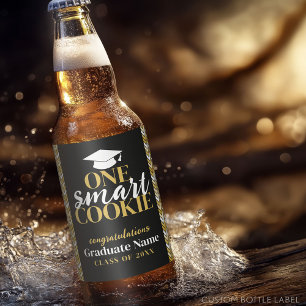 Étiquette Pour Bouteilles De Bière Un cookie intelligent - Moderne Black Gold Graduat