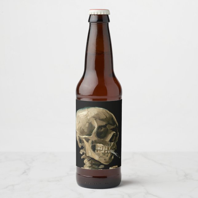 Étiquette Pour Bouteilles De Bière Vincent van Gogh - Crâne avec cigarette brûlante (Devant)