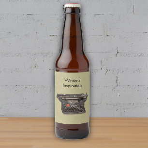Étiquette Pour Bouteilles De Bière Vintage vieille machine à écrire en noir marbré Ta