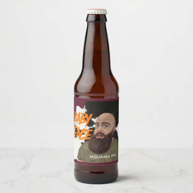 Étiquette Pour Bouteilles De Bière Visage bébé (nom et style) (Devant)