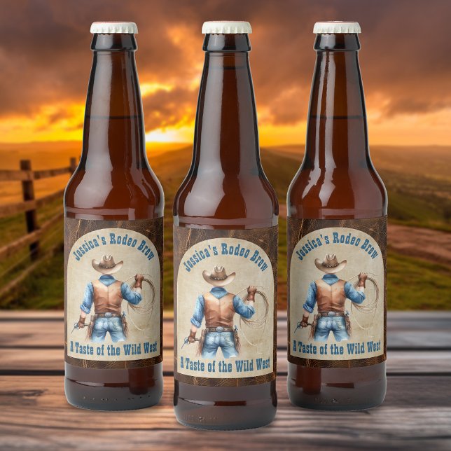 Étiquette Pour Bouteilles De Bière Wild West Cowboy (Créateur téléchargé)