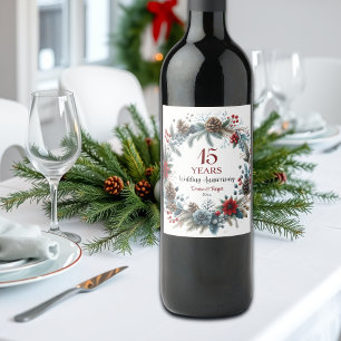 Étiquette Pour Bouteilles De Vin 15e anniversaire de Mariage de cristal Elégant hiv