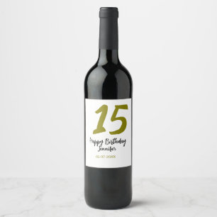 Étiquette Pour Bouteilles De Vin 15e anniversaire quiencenera ajouter date année or