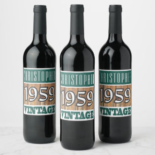 Étiquette Pour Bouteilles De Vin 1959 Année de naissance Étiquette de vin