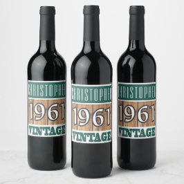 Étiquette Pour Bouteilles De Vin 1961 Année de naissance Étiquette de vin