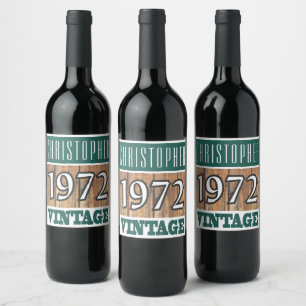 Étiquette Pour Bouteilles De Vin 1972 Année de naissance Étiquette de vin