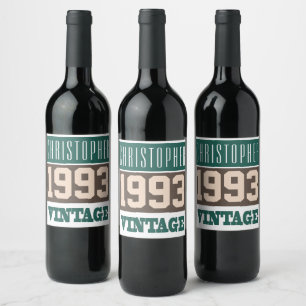 Étiquette Pour Bouteilles De Vin 1993 Année de naissance personnalisée