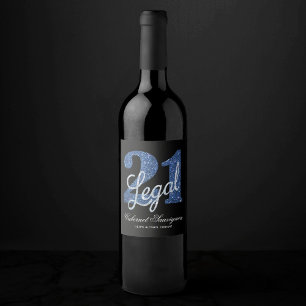Étiquette Pour Bouteilles De Vin 21 et juridique   Parties scintillant Blue Faux 21