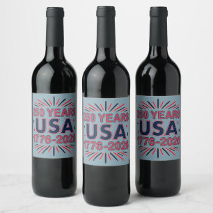 Étiquette Pour Bouteilles De Vin 250 ans États-Unis 1776–2026 Semiquincentenaire