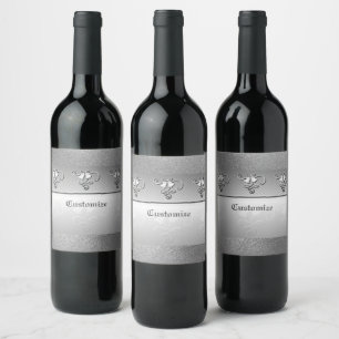 Étiquette Pour Bouteilles De Vin 25e anniversaire d'argent