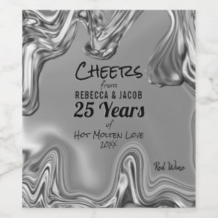 Étiquette Pour Bouteilles De Vin 25e anniversaire du Mariage d'argent