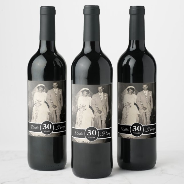Étiquette Pour Bouteilles De Vin 30e anniversaire du Mariage (Bouteilles)