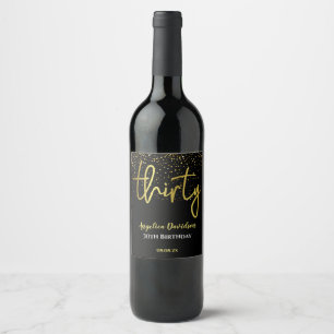 Étiquette Pour Bouteilles De Vin 30e anniversaire moderne Black Gold