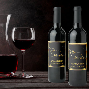Étiquette Pour Bouteilles De Vin 30e anniversaire or noir bonjour 30 nom du script