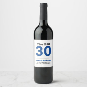 Étiquette Pour Bouteilles De Vin 30ème anniversaire minimum bleu