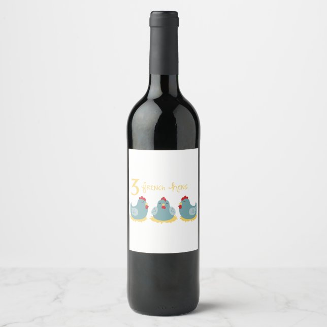 Étiquette Pour Bouteilles De Vin 3 poules françaises (Devant)