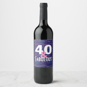 Étiquette Pour Bouteilles De Vin 40 et motif géométrique fabuleux du bleu 80s
