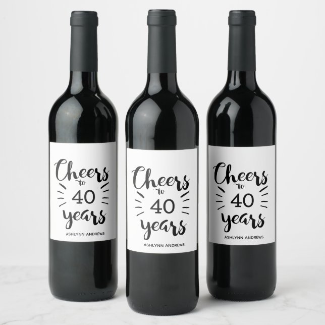 Étiquette Pour Bouteilles De Vin 40e anniversaire - Joyeux à 40 ans (Bouteilles)