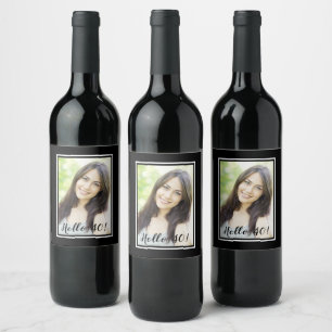 Étiquette Pour Bouteilles De Vin 40e anniversaire noir blanc photo