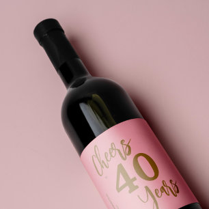 Étiquette Pour Bouteilles De Vin 40e anniversaire nom personnalisées applaudissemen