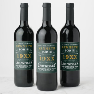 Étiquette Pour Bouteilles De Vin 40th Birthday Vintage Green Gold Ajouter un nom An