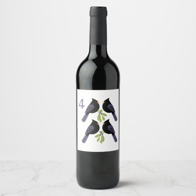 Étiquette Pour Bouteilles De Vin 4 Appels d'oiseaux (Devant)