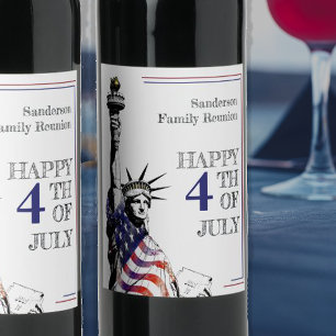 Étiquette Pour Bouteilles De Vin 4 juillet Drapeau américain de la Liberté  