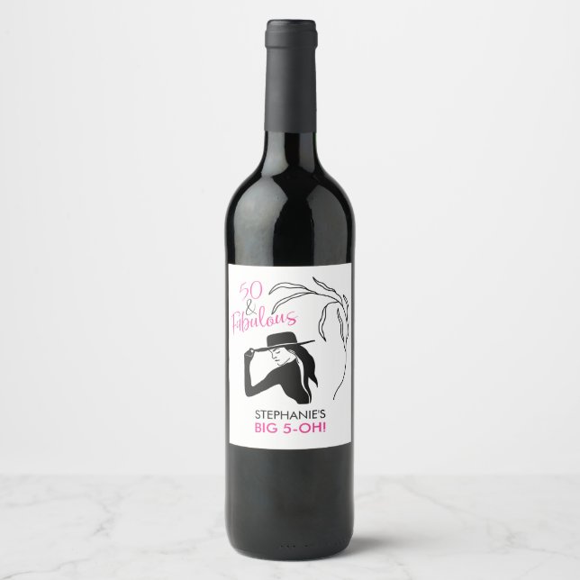 Étiquette Pour Bouteilles De Vin 50 et fabuleuse fête d'anniversaire (Devant)