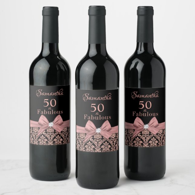 Étiquette Pour Bouteilles De Vin 50 et fabuleuse fête d'anniversaire monogramme nom (Bouteilles)