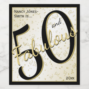 Étiquette Pour Bouteilles De Vin 50 et fabuleux fête d'anniversaire 50e Fun Black/G