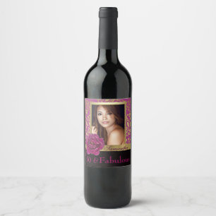 Étiquette Pour Bouteilles De Vin 50 et fabuleux Purple Gold Damask Photo Anniversai