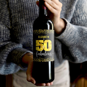 Étiquette Pour Bouteilles De Vin 50 fabuleux anniversaire noir glam points modernes