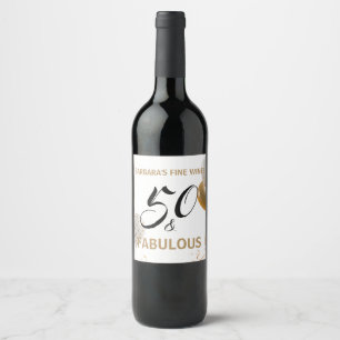 Étiquette Pour Bouteilles De Vin 50 & Fabulous Black Gold Typographie fête d'annive