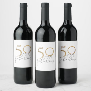 Étiquette Pour Bouteilles De Vin 50 & Fabulous Black White & Gold 50e anniversaire