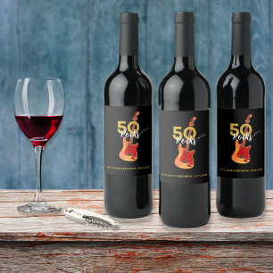 Étiquette Pour Bouteilles De Vin 50e Anniversaire 50 Guitares Rocks Personnalisées