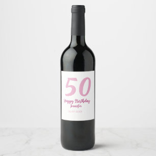 Étiquette Pour Bouteilles De Vin 50e anniversaire ajouter nom date année rose rouge