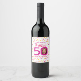 Étiquette Pour Bouteilles De Vin 50e anniversaire coloré couleur jaune confetti pho