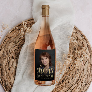 Étiquette Pour Bouteilles De Vin 50e anniversaire de fête Photo Cheers