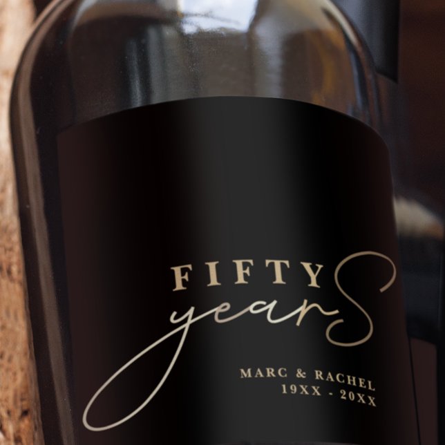 Étiquette Pour Bouteilles De Vin 50e anniversaire de Mariage Gold Black Gift (Créateur téléchargé)