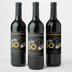 Étiquette Pour Bouteilles De Vin 50e anniversaire Nom de la fête Guitares Musique R