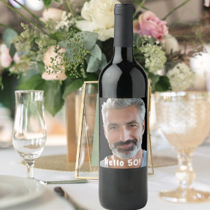 Étiquette Pour Bouteilles De Vin 50e anniversaire photo bonjour 50 hommes