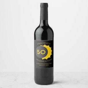 Étiquette Pour Bouteilles De Vin 50ème anniversaire de fête et Éclipse solaire 2025
