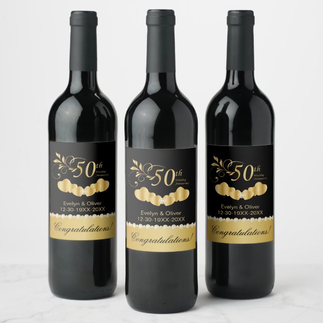 Étiquette Pour Bouteilles De Vin 50th Golden Anniversary (Bouteilles)