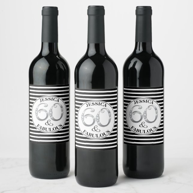 Étiquette Pour Bouteilles De Vin 60 et Fabuleux anniversaire (Bouteilles)