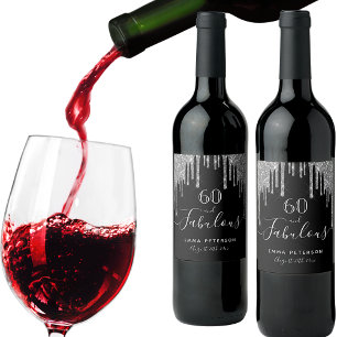 Étiquette Pour Bouteilles De Vin 60 fabuleux anniversaire parties scintillant noire