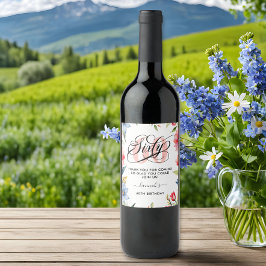 Étiquette Pour Bouteilles De Vin 60e anniversaire de fête aquarelle Floral